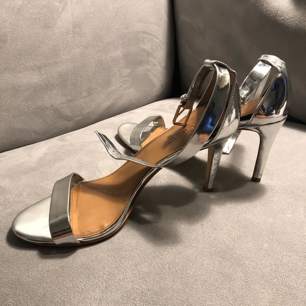 J.Crew Factory high heel sandals, metallic silver